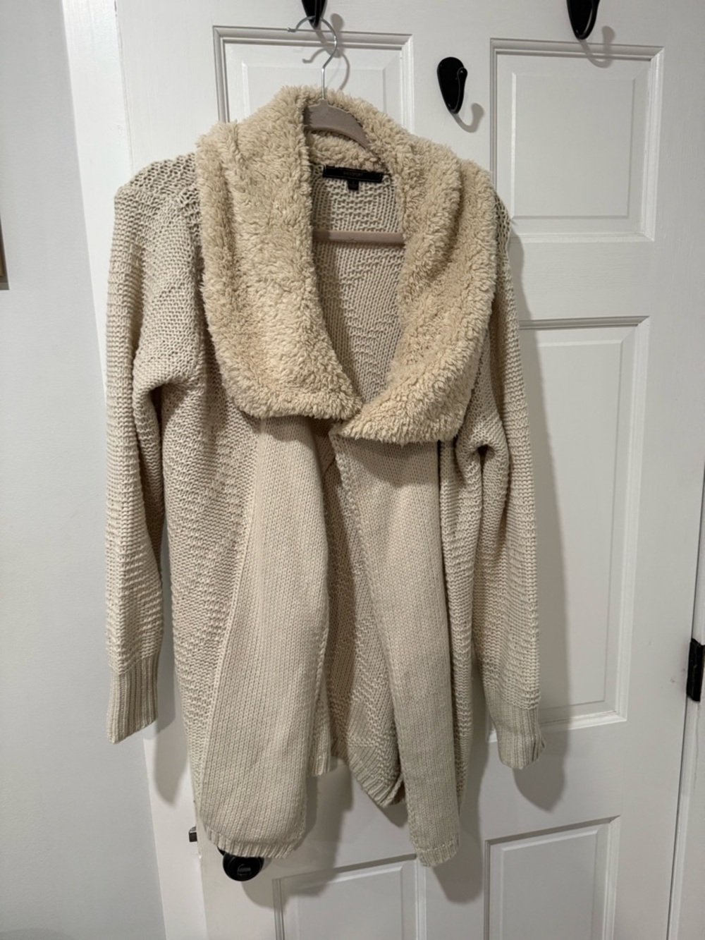 Cozy Cream Shawl-Collar Knit Sweater
